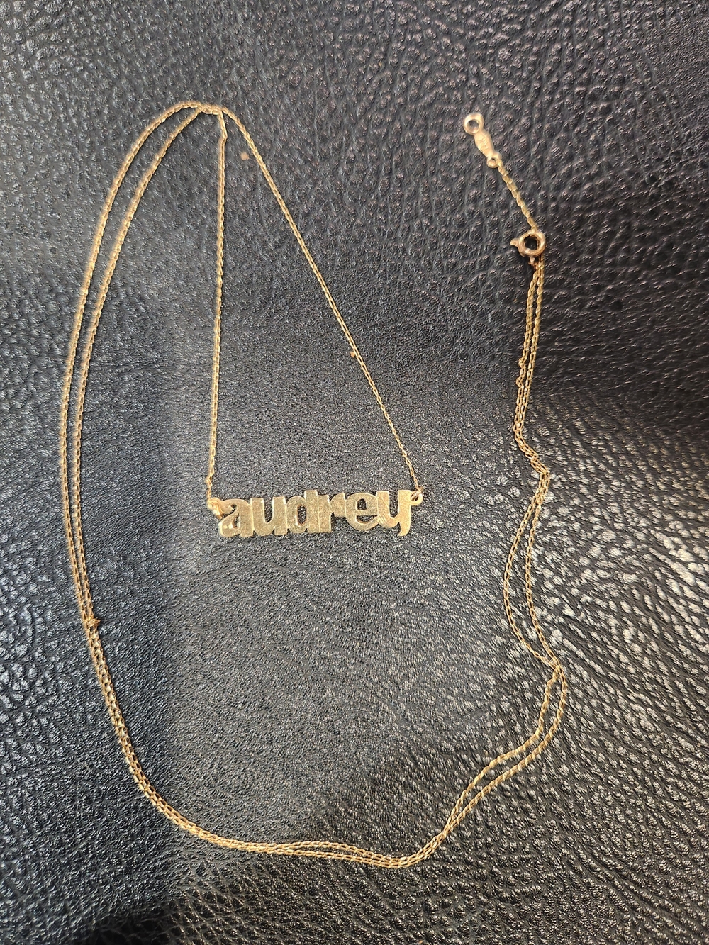 Audrey 14k Gold Nameplate Necklace - Personalized Script Pendant "audrey"
